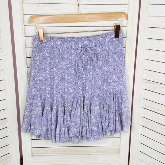 Aeropostale Y2K Floral Tie Waist Flippy Mini Skirt Purple Small - Picture 8 of 13